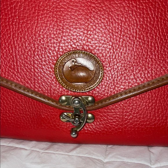 Dooney & Bourke Red and Tan Crossbody Bag - Picture 4 of 14